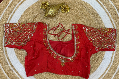 42” XL Size 12 size Aari Worked Sari Blouse Indian Saree Top Red B145