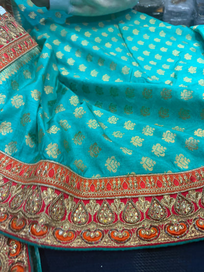 Sari Indian Fancy Party wear Saree Turquoise Green SAR5