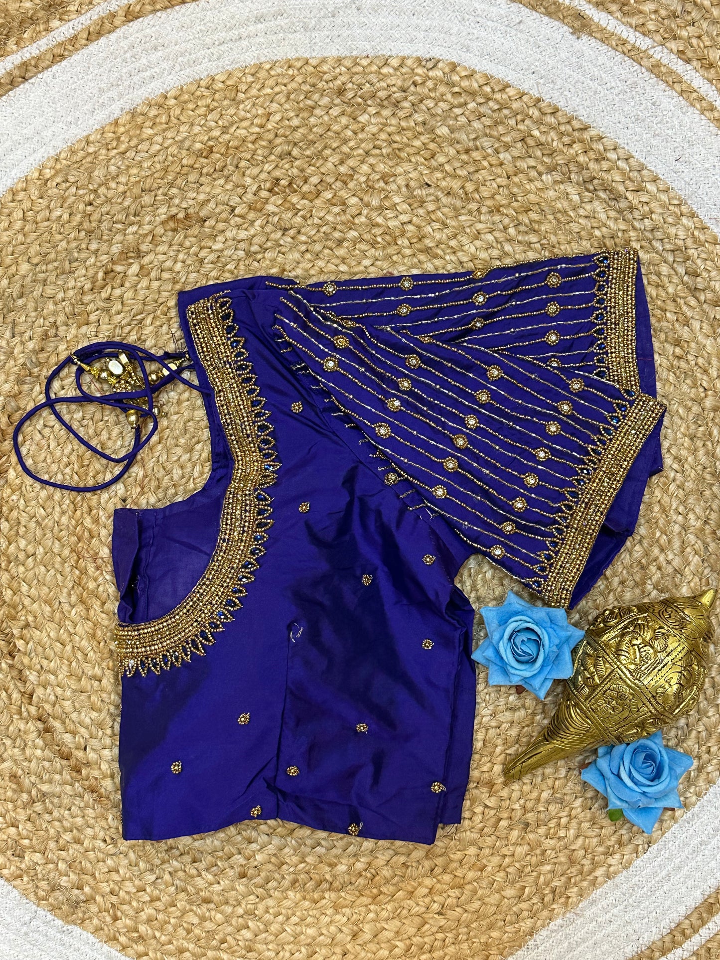 42” XL Size 12 size Aari Worked Sari Blouse Indian Saree Top Purple B183