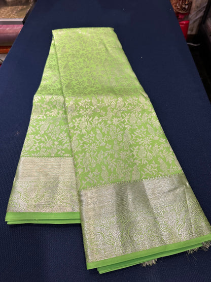 Kanchipuram Pure Silk Saree Light Green Kanjivaram Sari| SPK092