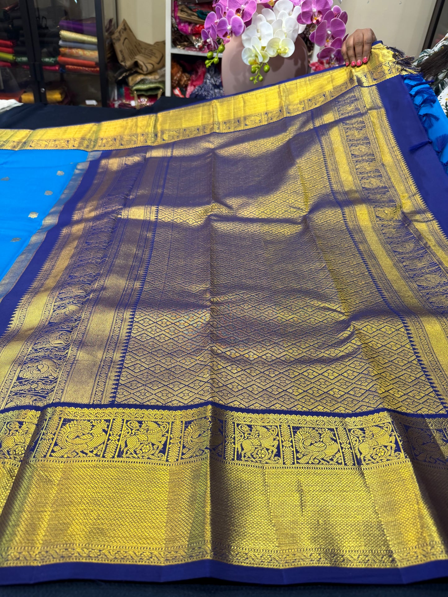 1g Gold Korvai Kanchipuram Pure Silk Saree Kanjivaram Sari SPK207