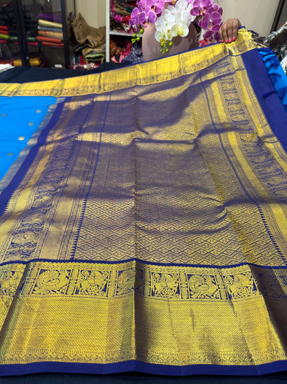 1g Gold Korvai Kanchipuram Pure Silk Saree Kanjivaram Sari SPK207