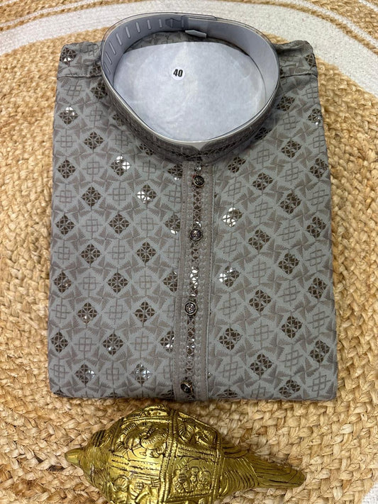 Grey Men’s Kurta Indian Sherwani Bollywood outfit M15