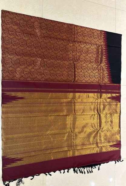 2g Gold Kanchipuram Pure Silk Saree Raising border Kanjivaram Sari| SPK171