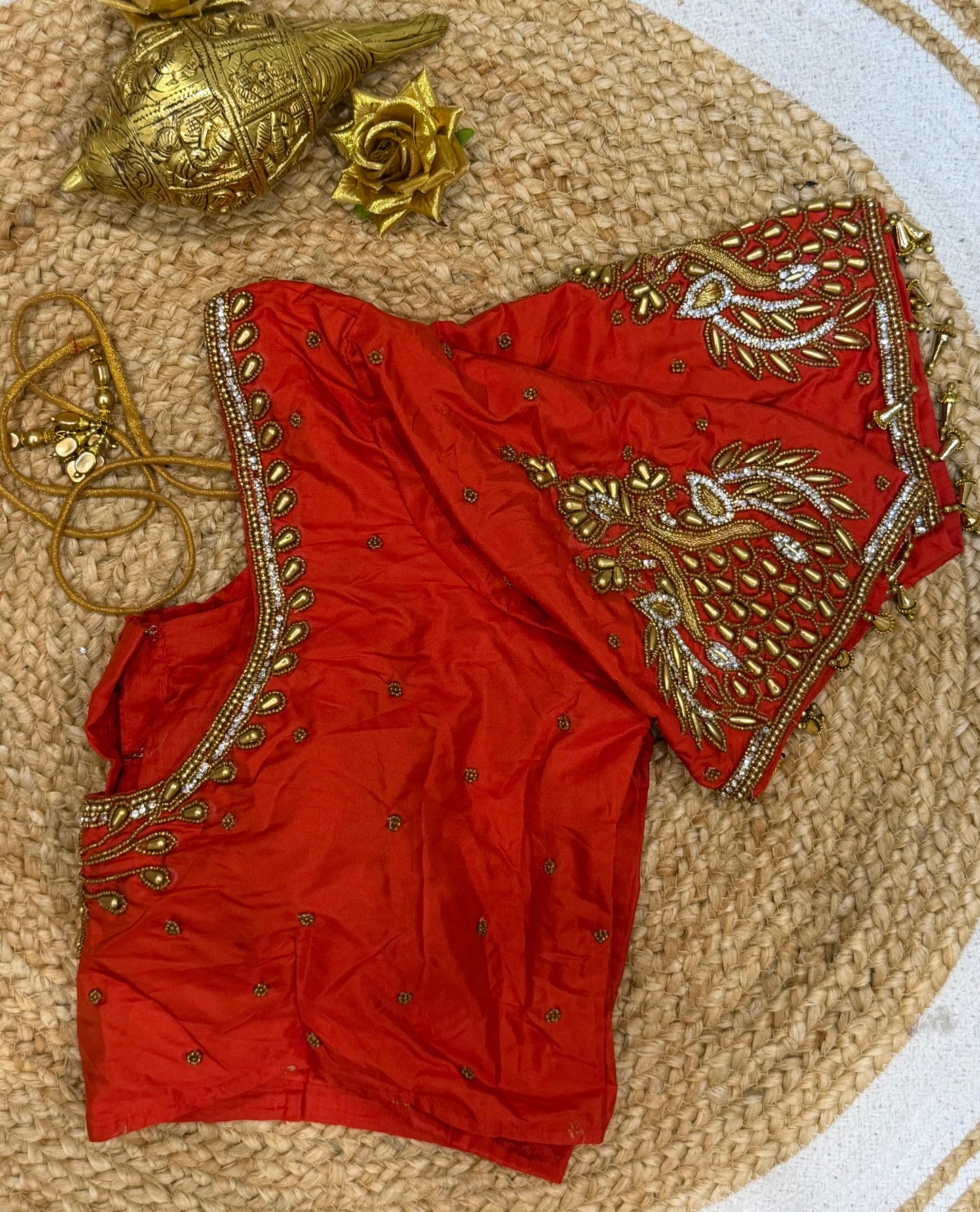 42” XL Size 12 size Aari Worked Sari Blouse Indian Saree Top Red B158