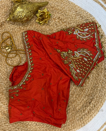 42” XL Size 12 size Aari Worked Sari Blouse Indian Saree Top Red B158