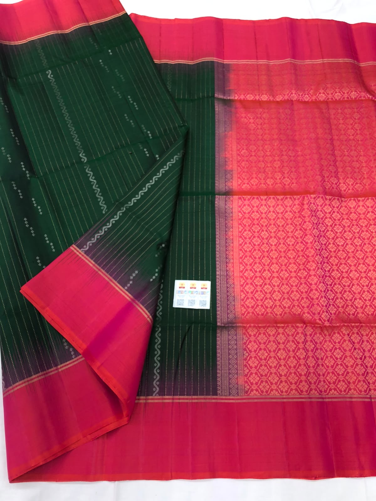 Pattu Soft Silk Indian Saree Pure Silk Sari Green Orangish Pink SS45