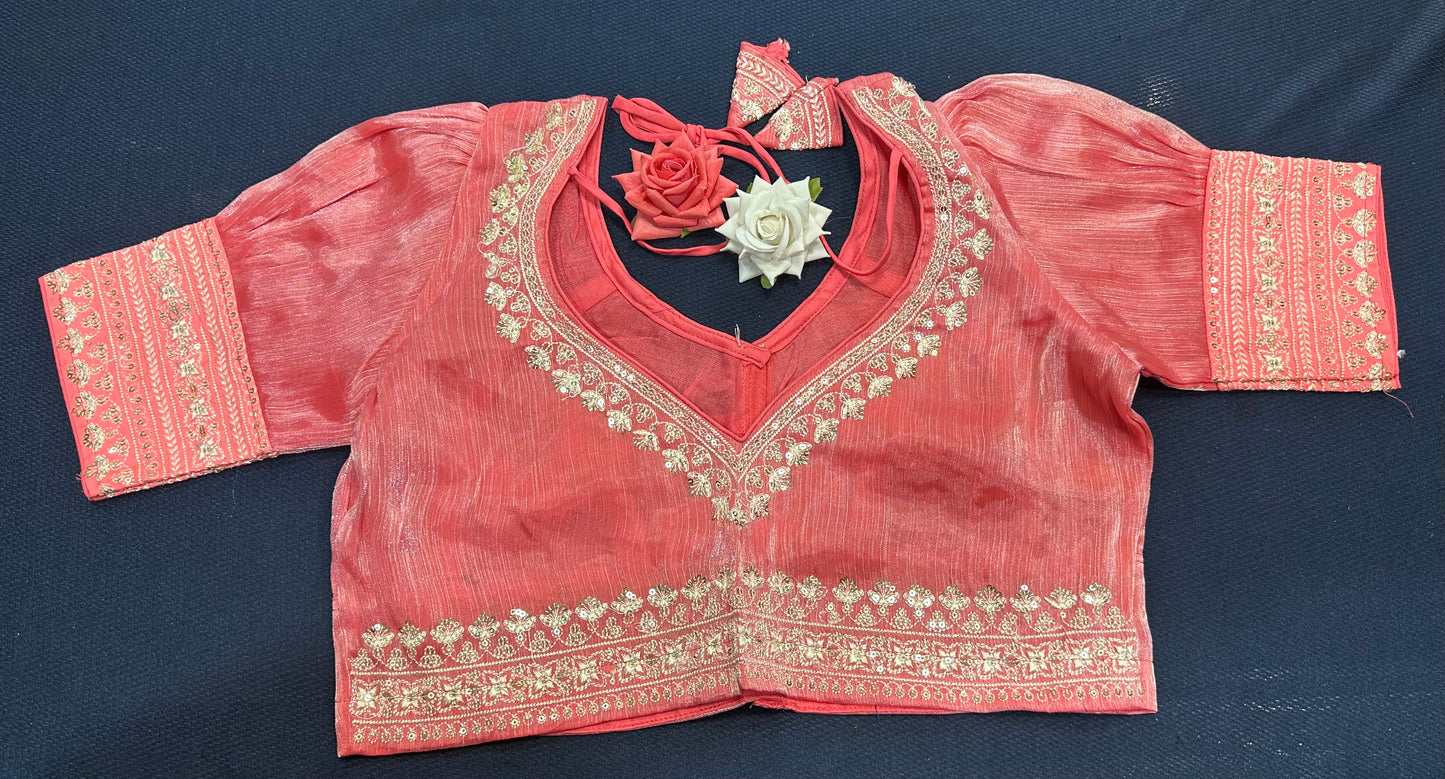 Navy Blue Sari Blouse Indian Saree Top Worked Choli B425