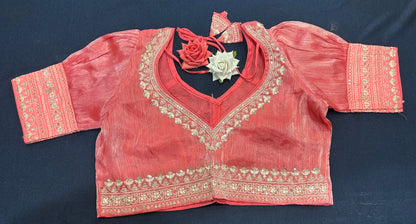 Navy Blue Sari Blouse Indian Saree Top Worked Choli B425