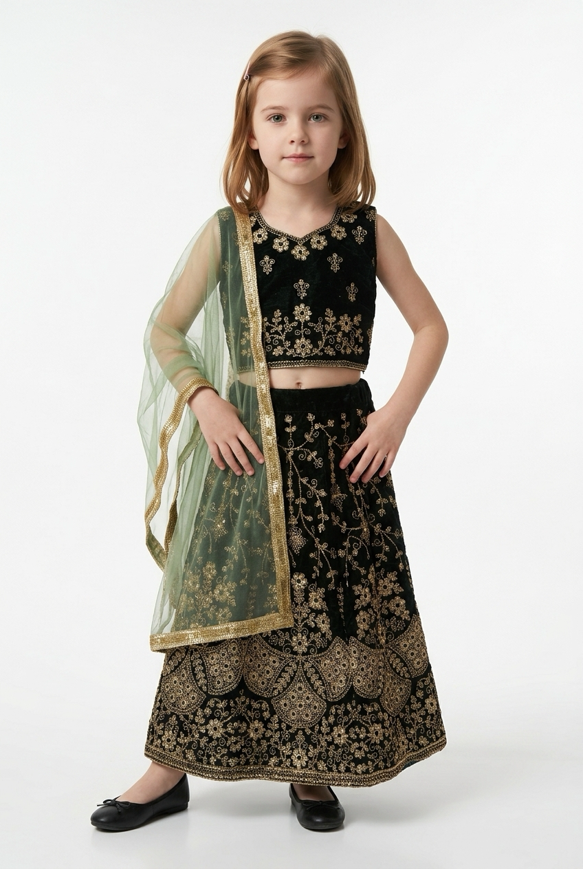 22” Size Age 3 Maroon Indian Lehenga Pavadai Sattai Skirt Top G79 Col 1