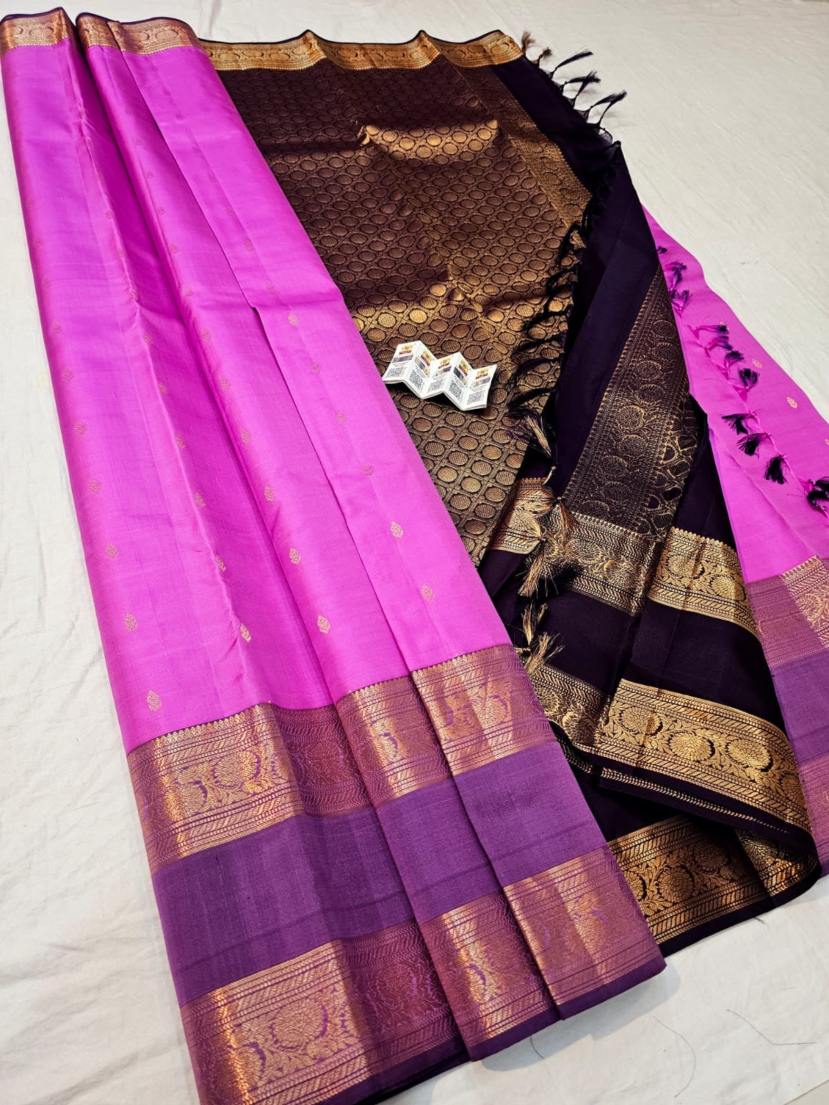 Kanchipuram Pure Silk Saree Bridal Pink Kanjivaram Sari SPK281
