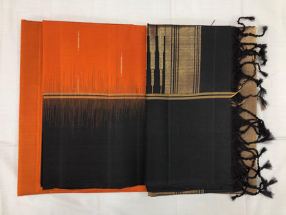 Kanchipuram Pattu Soft Silk Saree Pure Silk Bridal Sari Orange | SS9