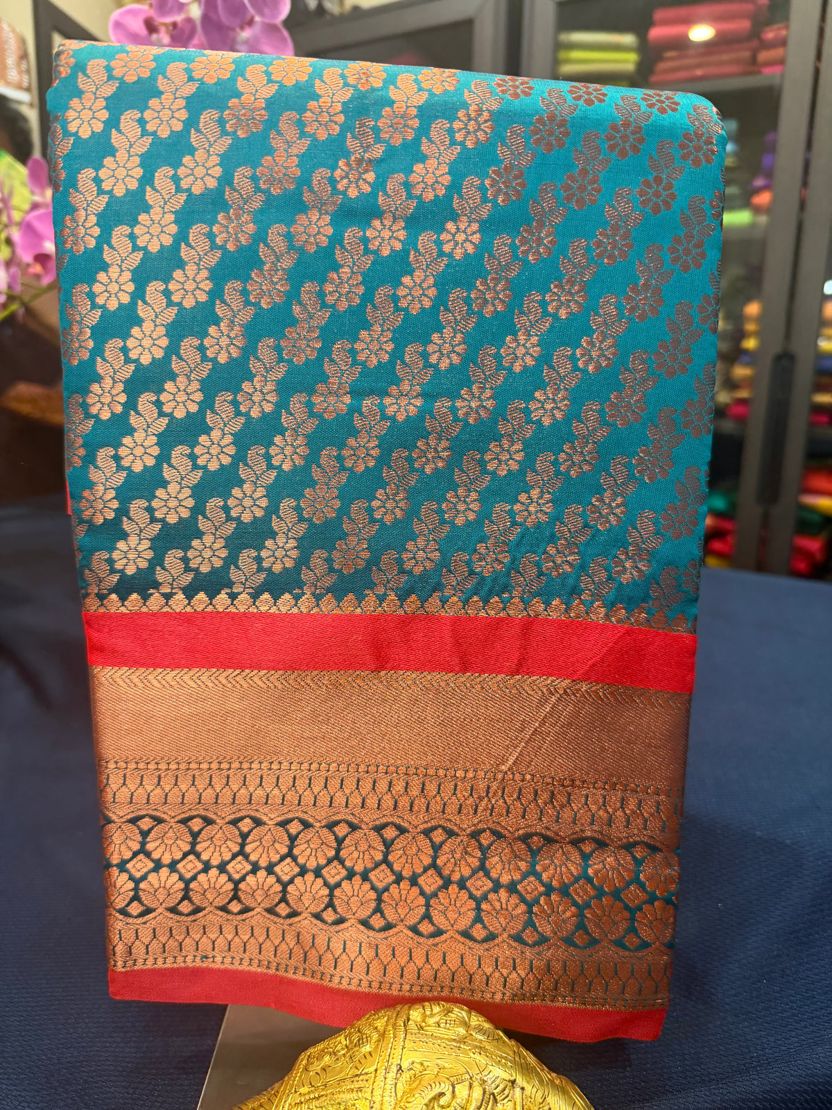 Sari Indian Bollywood Art Silk Greenish Blue Diwali Saree Z13 Col 4
