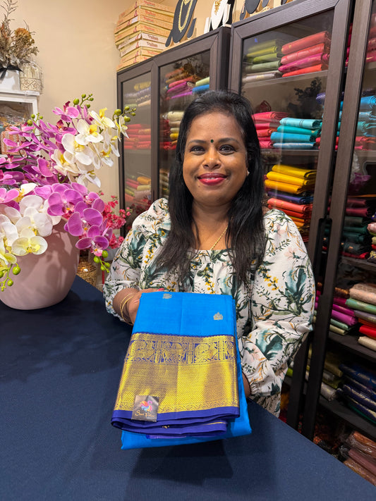 1g Gold Korvai Kanchipuram Pure Silk Saree Kanjivaram Sari SPK207