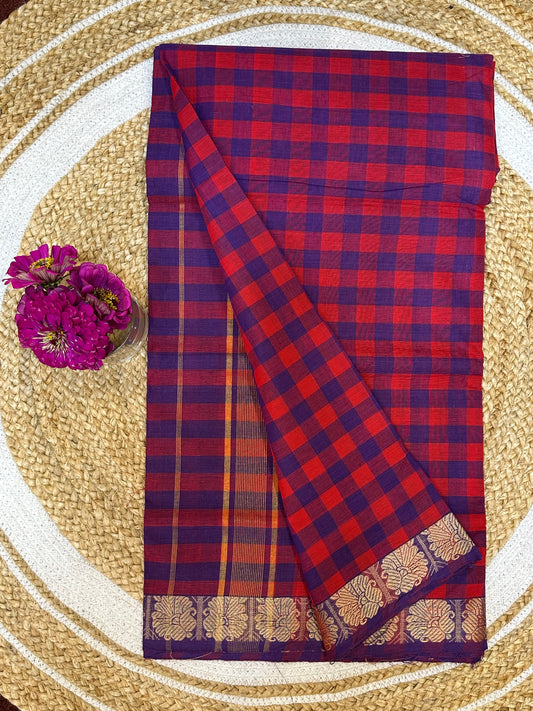Sungudi Cotton Sari checked Indian Saree S65