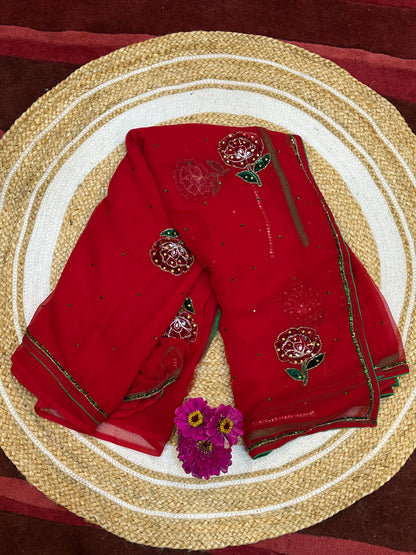 Chiffon Casual soft Sari Indian Fancy Saree Maroon S16