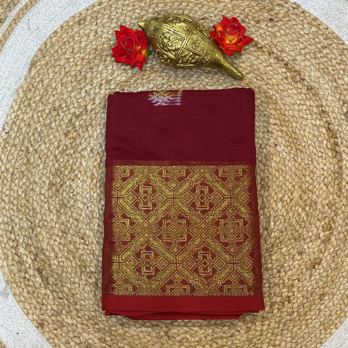 Soft Silk Cotton Sari Indian Maroon Saree S114