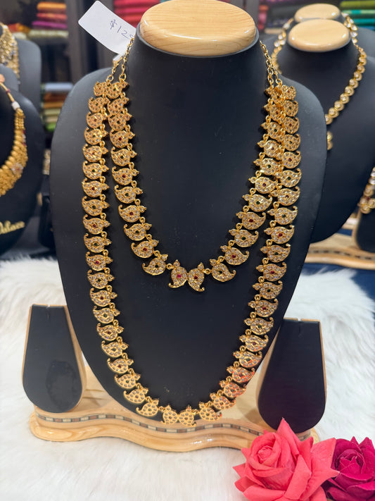 Impon Indian Necklaces combo of short and long Necklaces with Stones N8
