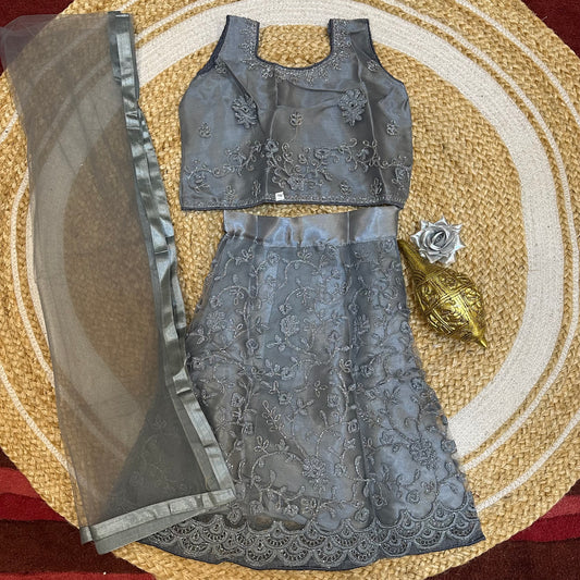 18” Size Age 1 Grey Indian Lehenga Pavadai Sattai Skirt Top G73 Col 5