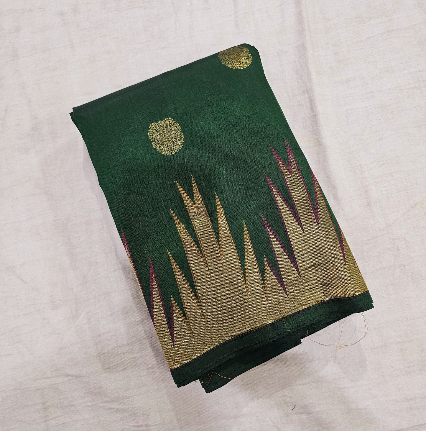 Kanchipuram Pure Silk Saree Bridal Green Kanjivaram Sari SPK257