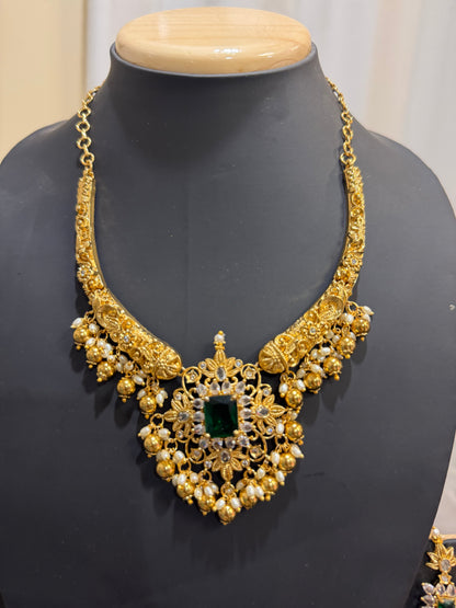 Indian Necklace & Earrings Temple Jewellery Set N86