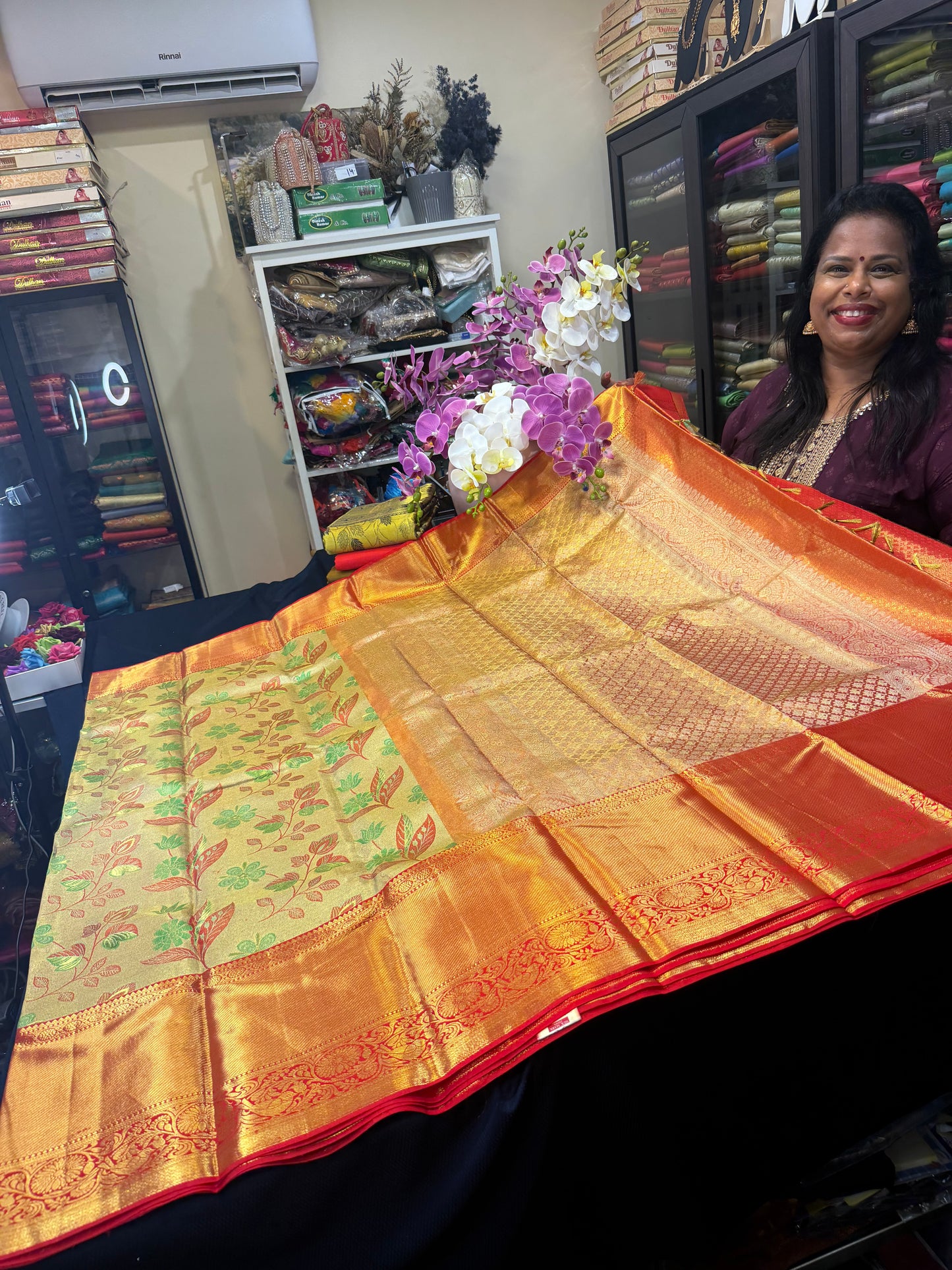 Kanchipuram Pure Silk Saree Bridal Tissue Kanjivaram Sari SPK240