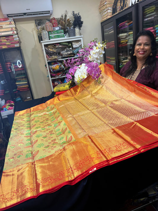 Kanchipuram Pure Silk Saree Bridal Tissue Kanjivaram Sari SPK240