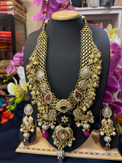 Handmade Brass Necklace with Silver polish Indian Tribal Multi Jewellery N96