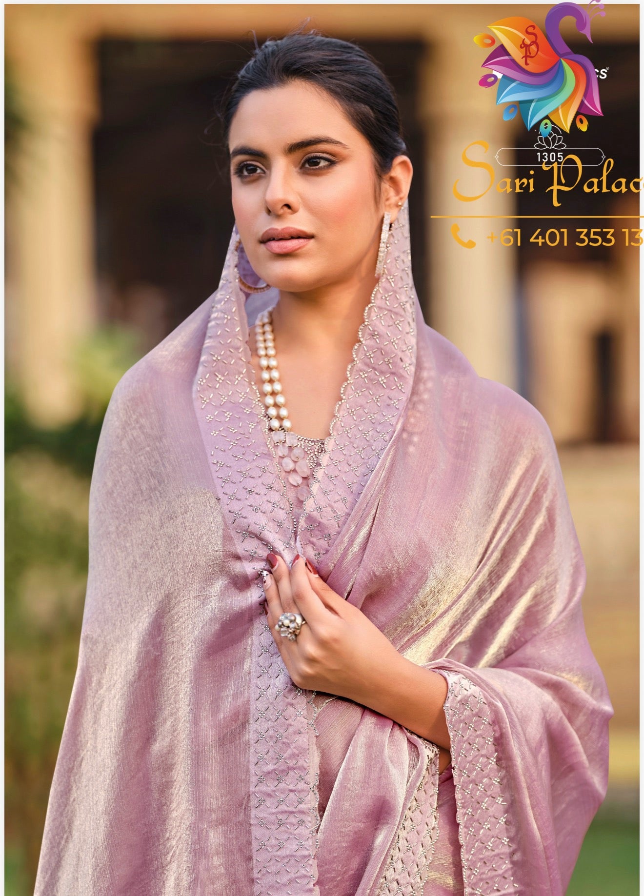 Peach Indian Fancy Party wear Saree Fendi Silk Sari S138