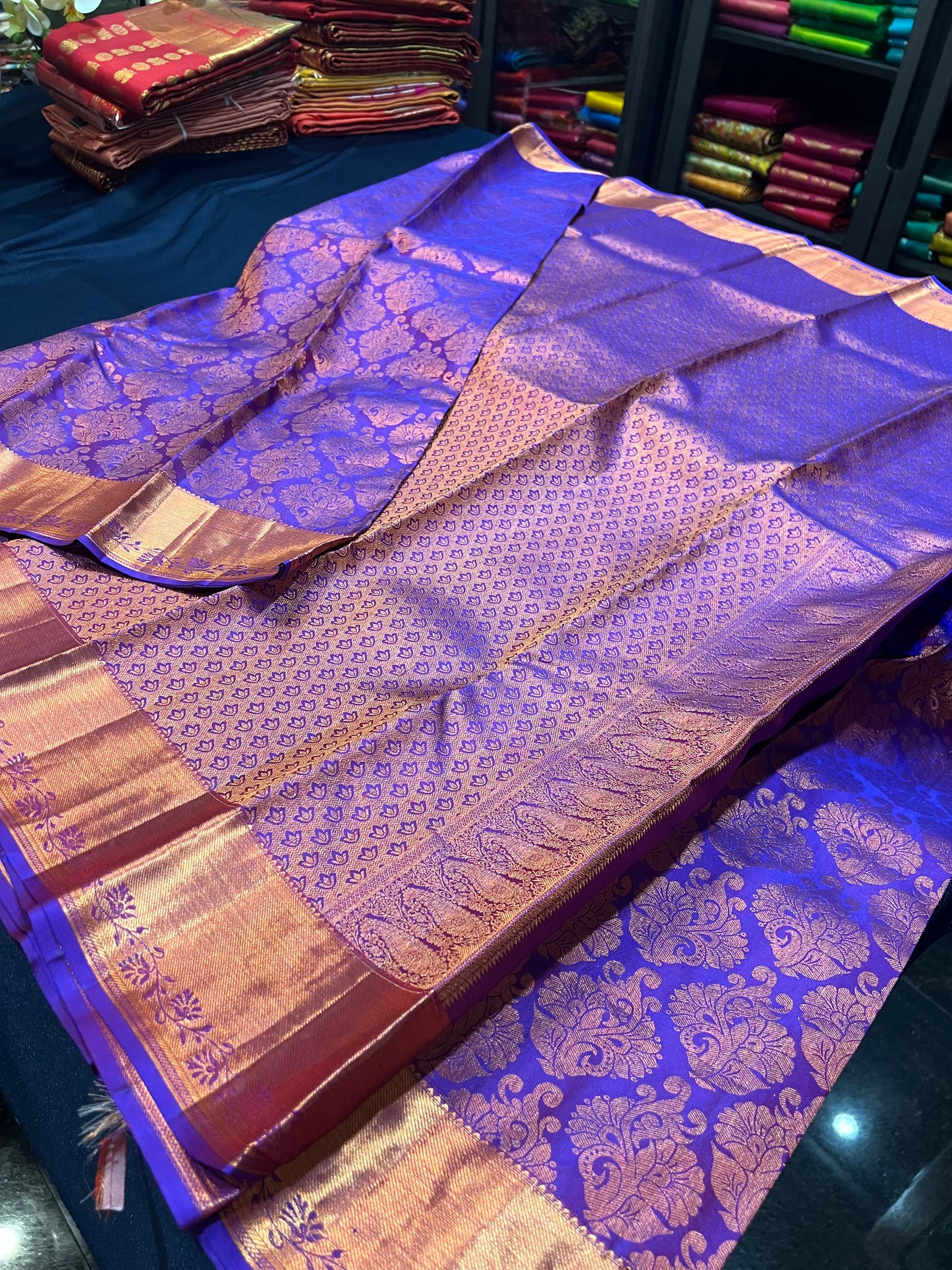 Kanchipuram Pure Silk Saree Purple Bridal Kanjivaram Sari| SPK167