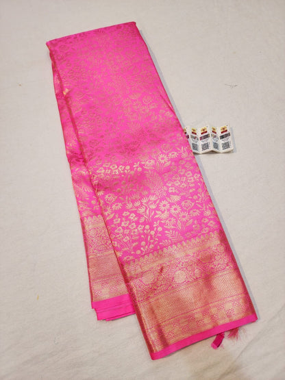 Kanchipuram Pure Silk Saree Bridal Pink Kanjivaram Sari SPK261
