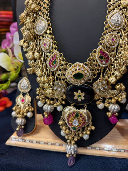 Handmade Brass Necklace with Silver polish Indian Tribal Multi Jewellery N96