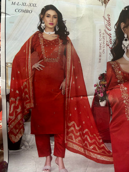 Rusty Orange Indian 3 piece Outfit Salwar Kameez Suit Z4
