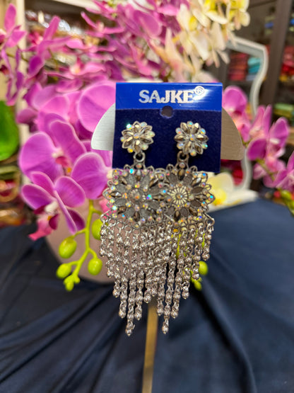 Silver Colour Indian Light weight Oxidised Earrings | SPE007