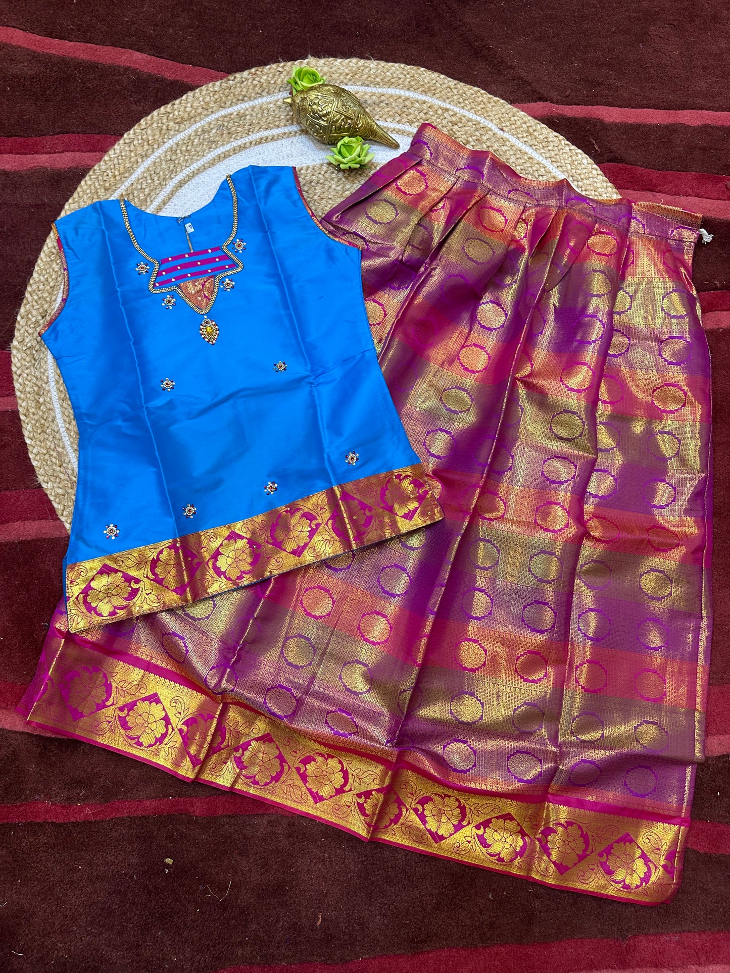 40”kids wear Lehenga Pattu Pavadai Sattai Skirt Top G36