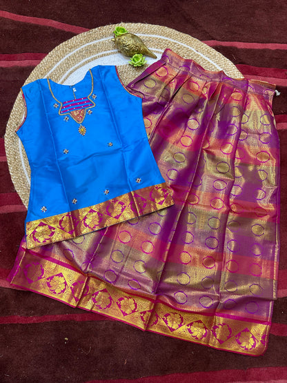 40”kids wear Lehenga Pattu Pavadai Sattai Skirt Top G36
