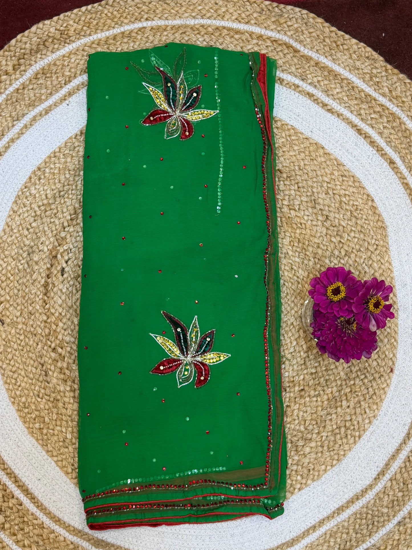 Chiffon Casual soft Sari Indian Fancy Saree Maroon S16