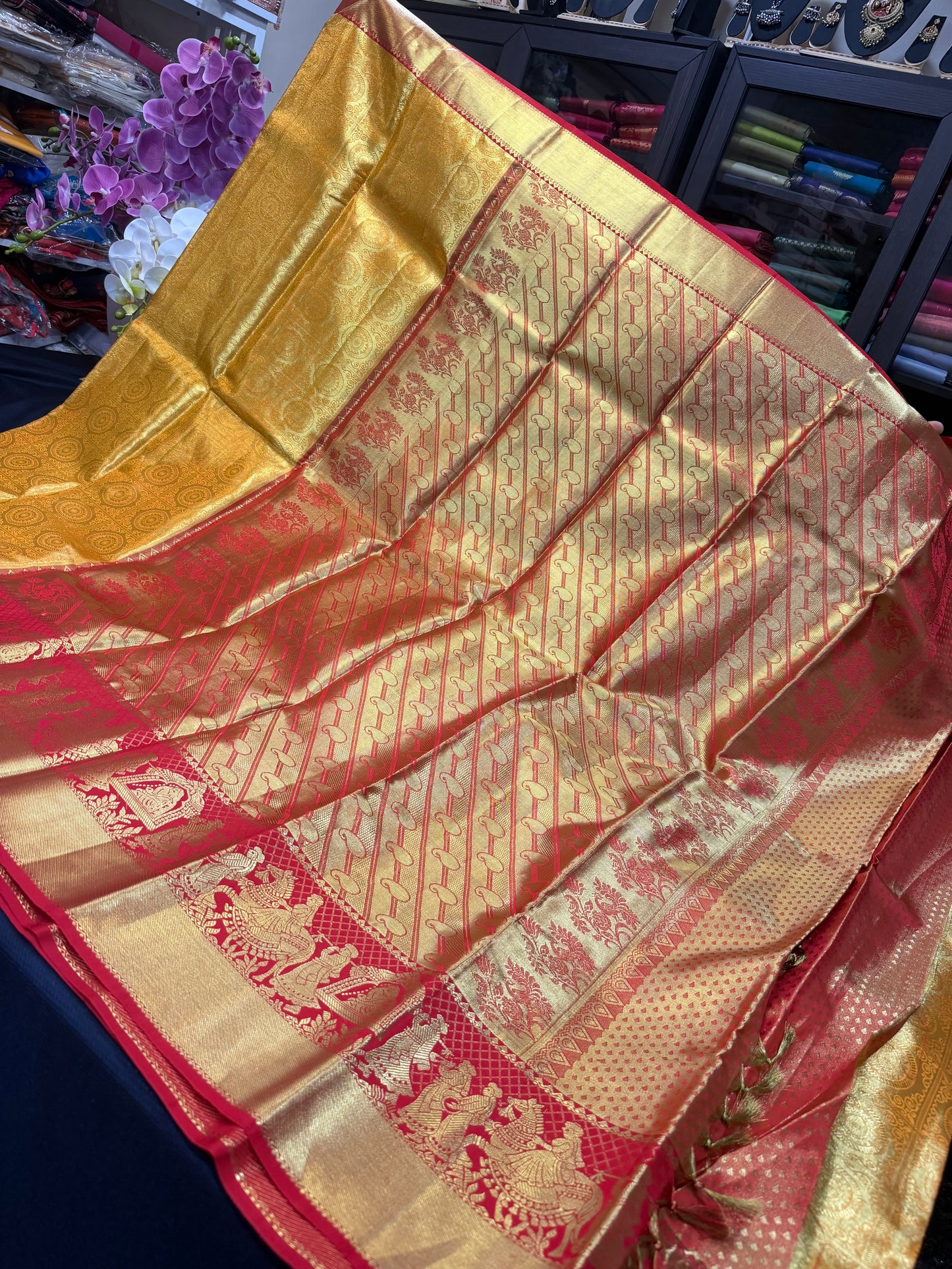Kanchipuram Pure Silk Saree Indian Kanjivaram Bridal Sari SPK423