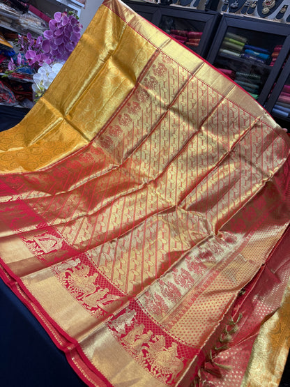 Kanchipuram Pure Silk Saree Indian Kanjivaram Bridal Sari SPK423