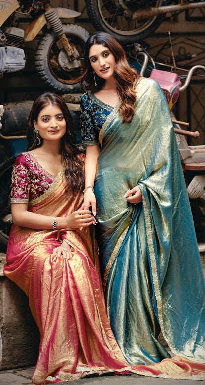 Indian Fancy Party wear Saree Fendi Silk Sari Green S137
