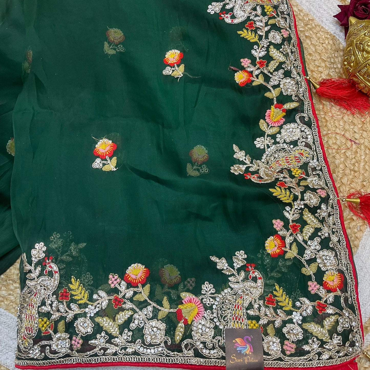 Sari Indian Fancy Party wear Green Saree SAR12