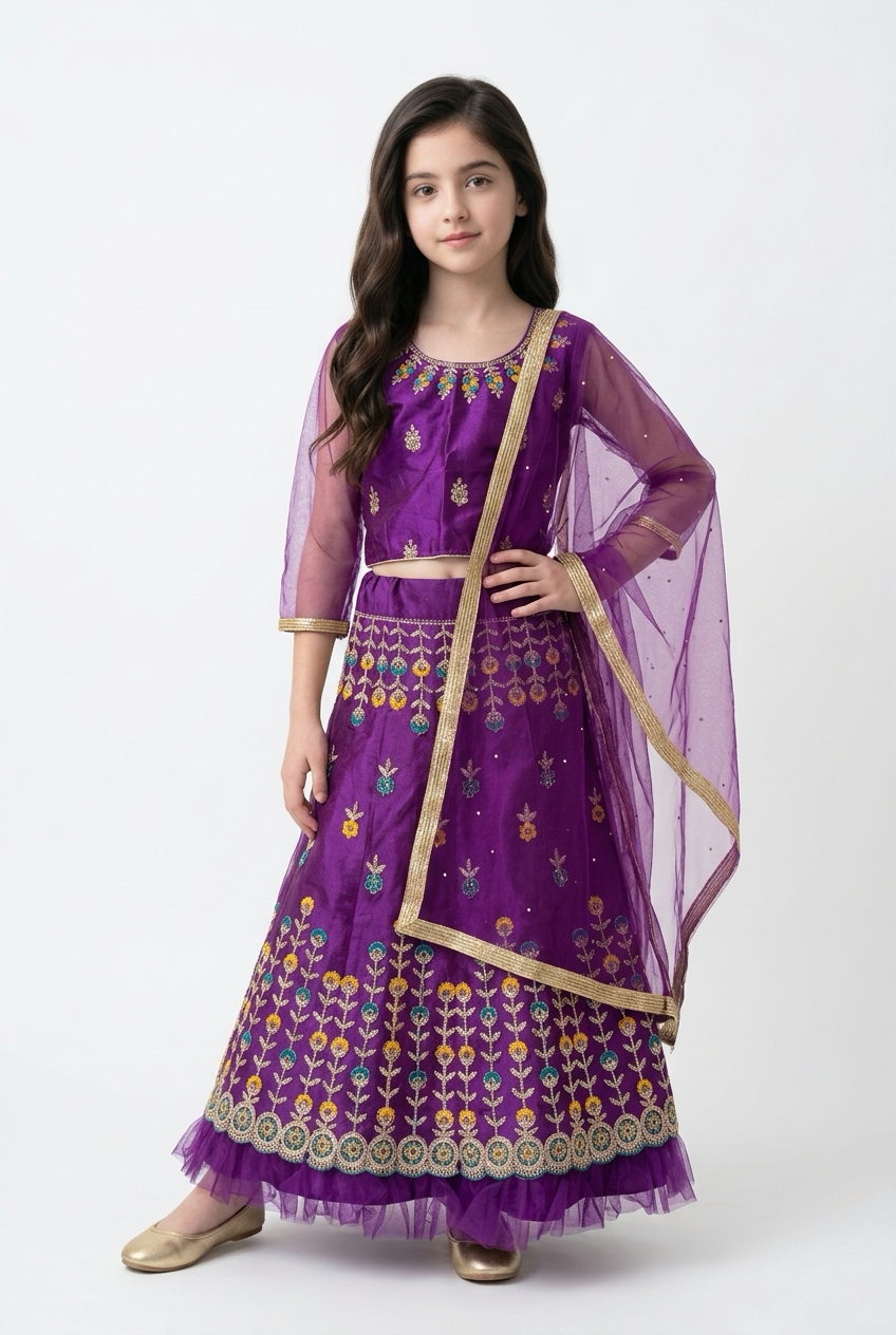 32” Size Age 7 to 9 Indian Lehenga Pavadai Sattai Skirt Top G80 Col 1