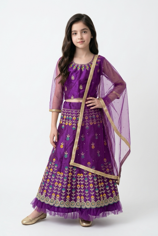 32” Size Age 7 to 9 Indian Lehenga Pavadai Sattai Skirt Top G80 Col 1