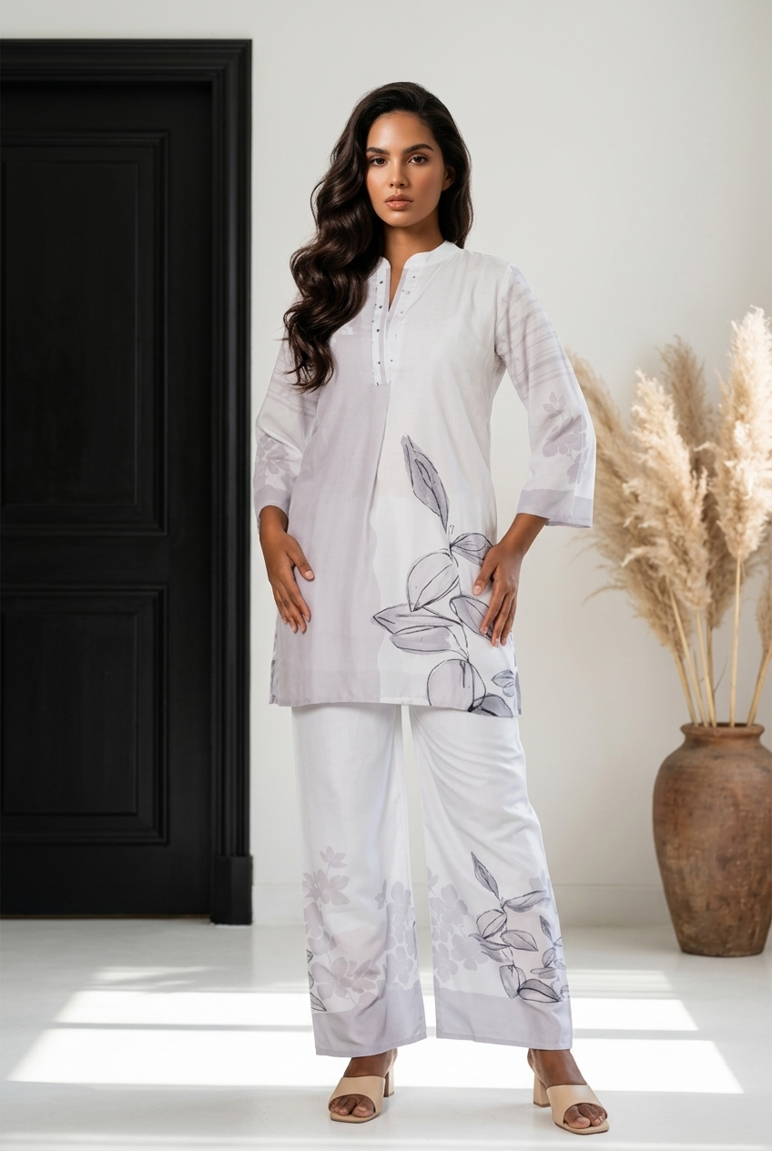 White Indian coord set Outfit Salwar Kameez Suit Z8