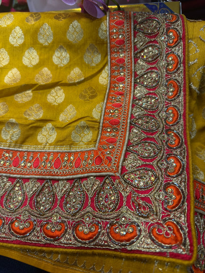 Sari Indian Fancy Party wear Saree Yellow SAR5
