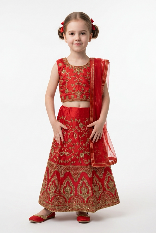18” Size Age 1 Red Indian Lehenga Pavadai Sattai Skirt Top G72 Col 4