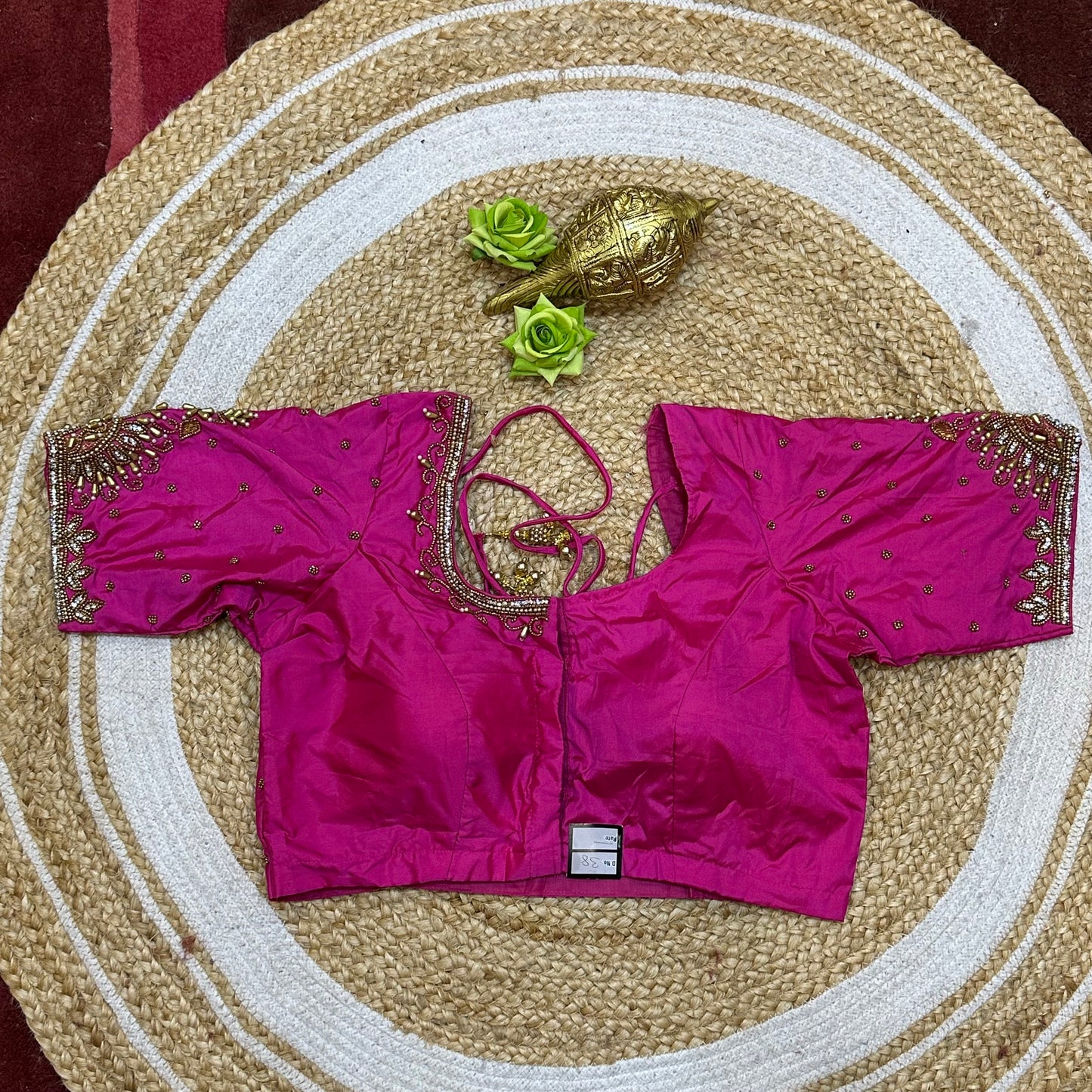 38” M Size 8 Aari Worked Sari Blouse Indian Saree Top Hot Pink B299