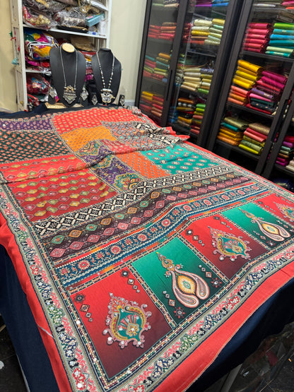 Black Multi Mirror Worked Masakali Sari Indian Fancy Saree C3