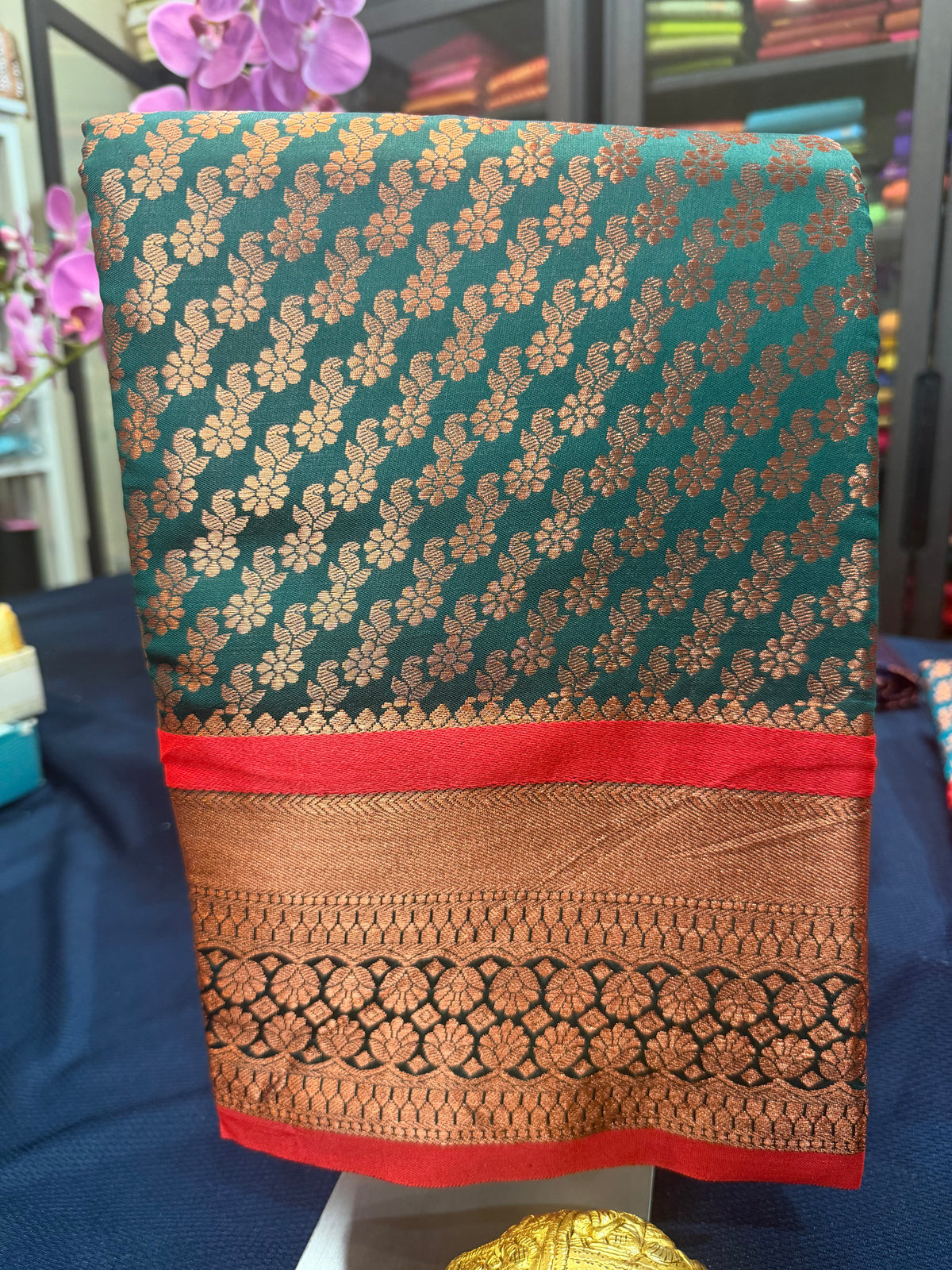 Sari Indian Bollywood Art Silk Bottle Green Diwali Saree Z13 Col 6