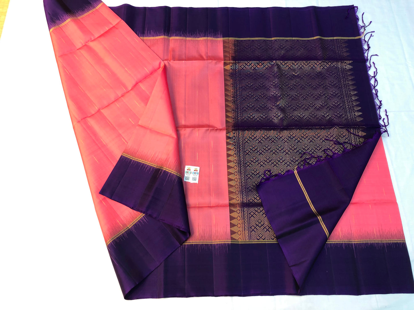 Pattu Soft Silk Indian Saree Pure Silk Sari Dark Peach SS37